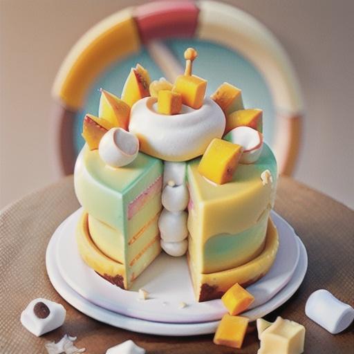 Mango, white chocolate & coconut gateau