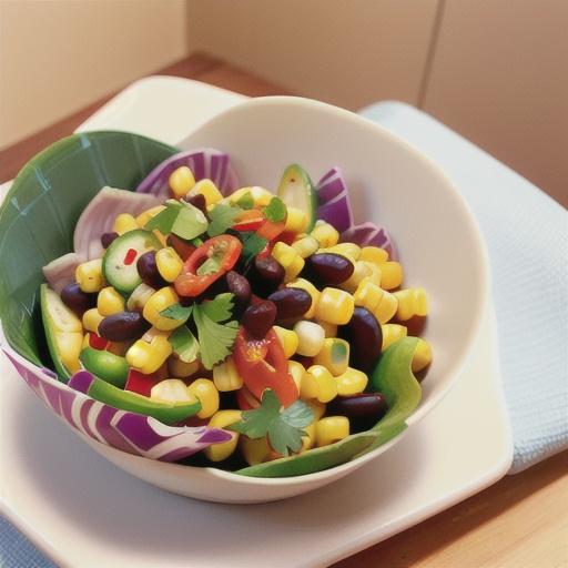 Corn and Black Bean Salad with Tortilla Wedges