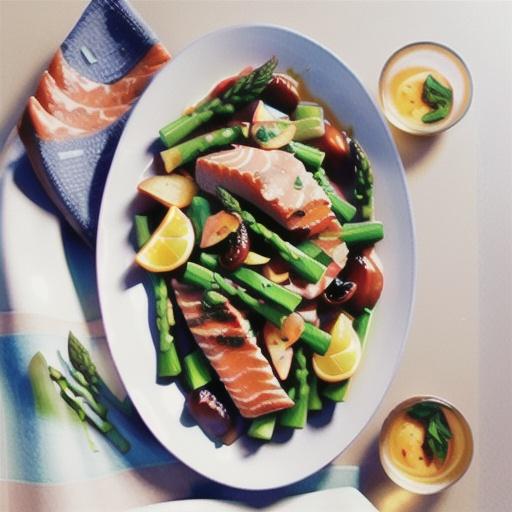 Asparagus and salmon stir-fry with ginger recipe
