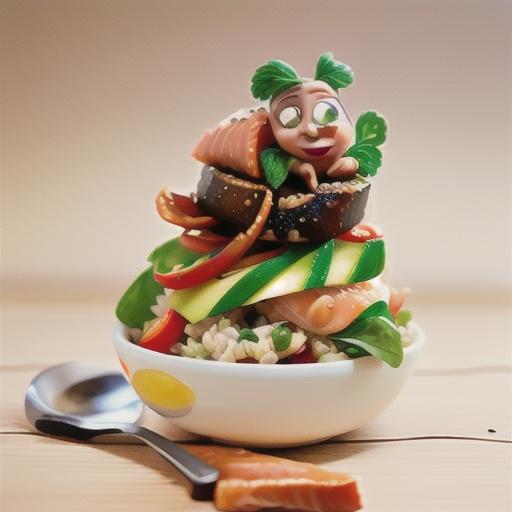 Hot-smoked salmon with brown rice