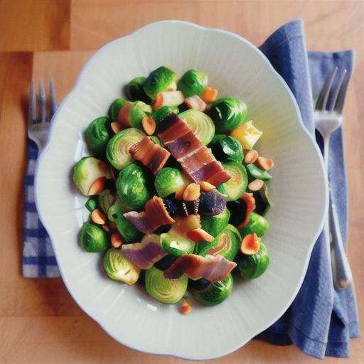 Kale and Shaved Brussels Sprout Salad with Bacon