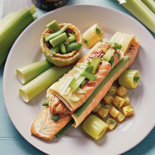 Salmon and leek filo rolls