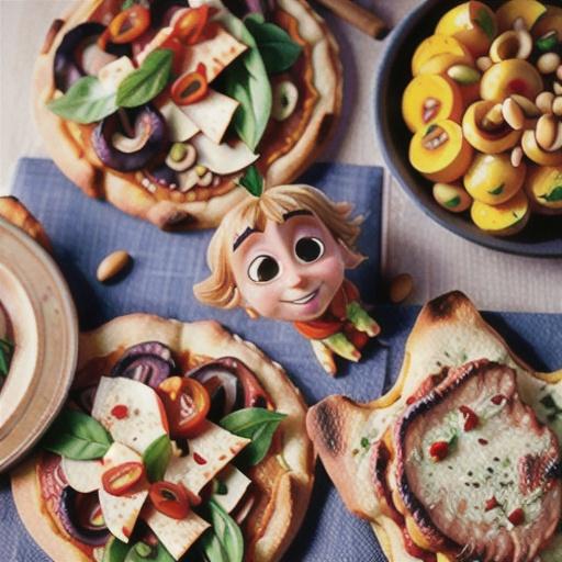 Middle Eastern beef and pine nut pizzas