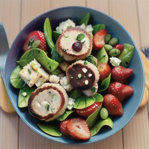 Lamb cutlets with bean, strawberry and feta salad