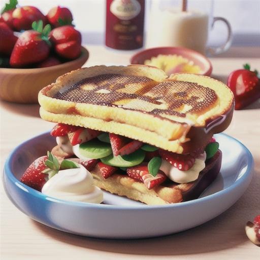 Strawberry and hazelnut french toast sandwich