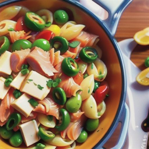 Smoked salmon pasta salad