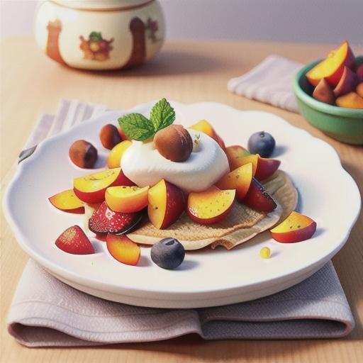 Hazelnut crepes with peaches