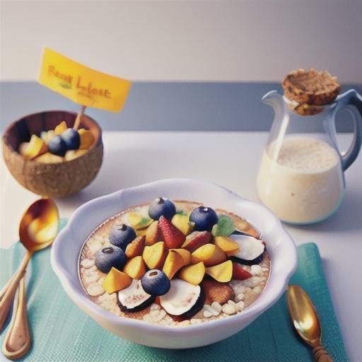 Four-grain coconut porridge with autumnal fruit