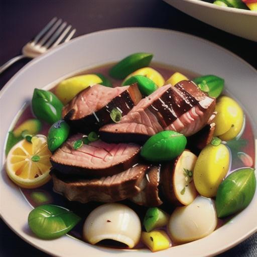 Braised Flank Steak with Lemon and Garlic