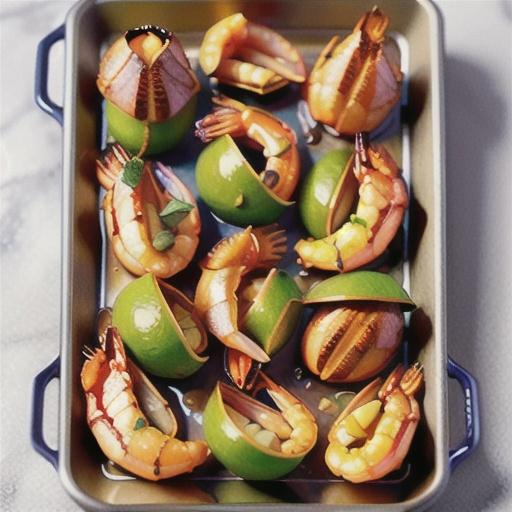 Oven-roasted garlic and lime prawns