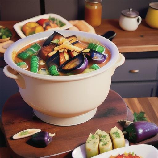 Eggplant and beef hotpot