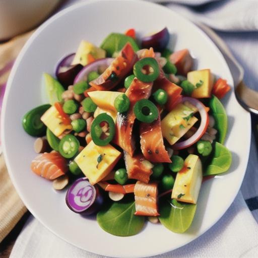 Hot smoked salmon & lentil salad