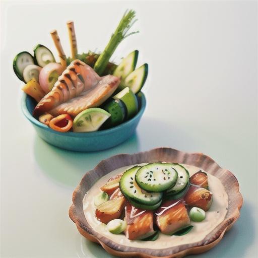 Salmon and fennel tart with cucumber salad