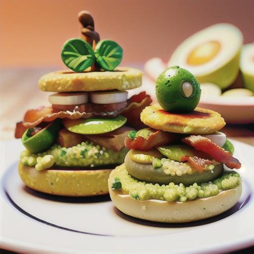 Minted couscous patties with bacon & guacamole