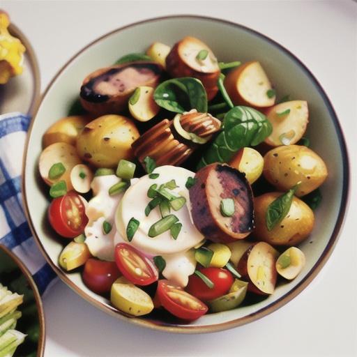 Italian sausage, spinach, tomato and potato salad