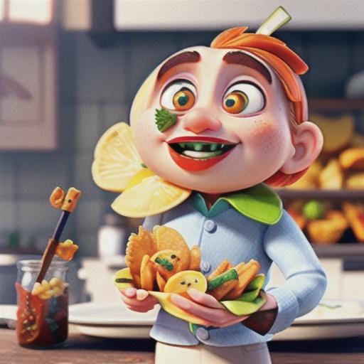 Fish with carrot and potato chips