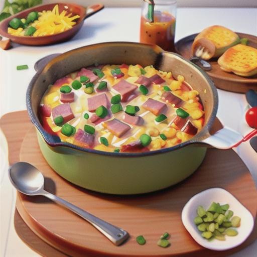 Cheesy Ham Breakfast Skillet Hash