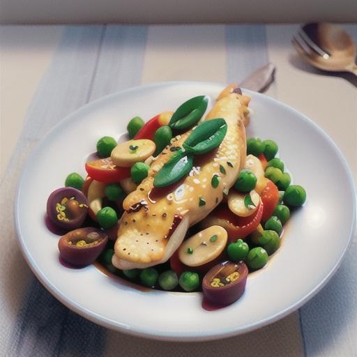 Mustard chicken with mixed beans & peas