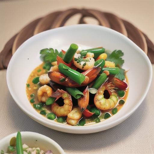 Chilli lemongrass prawns with coriander pistou