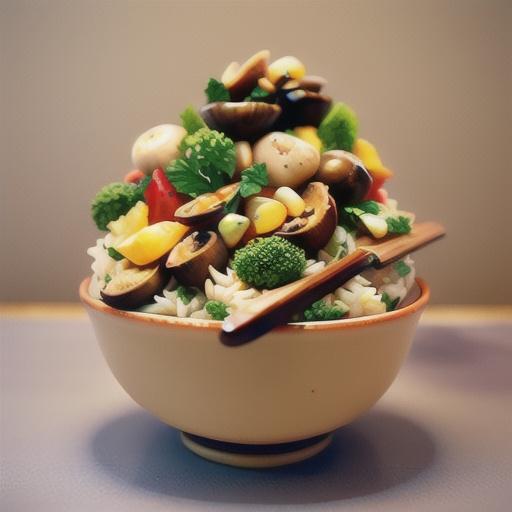 Rice Pilaf with Mushrooms and Pine Nuts