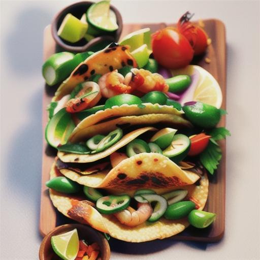 Spicy prawn tacos with bean salad