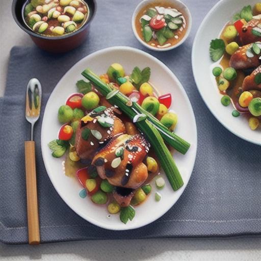 Sticky poached Asian chicken thighs