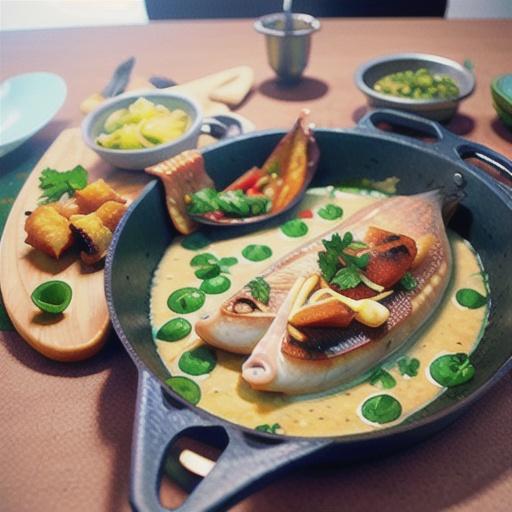 Pan-fried fish with herb sauce