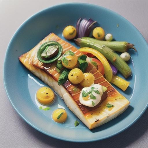 Roasted fish & vegetables with herb butter