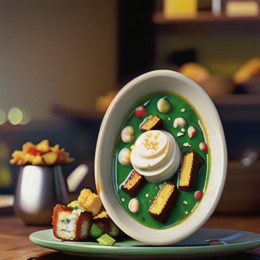 Cream of spinach soup with fetta croutons