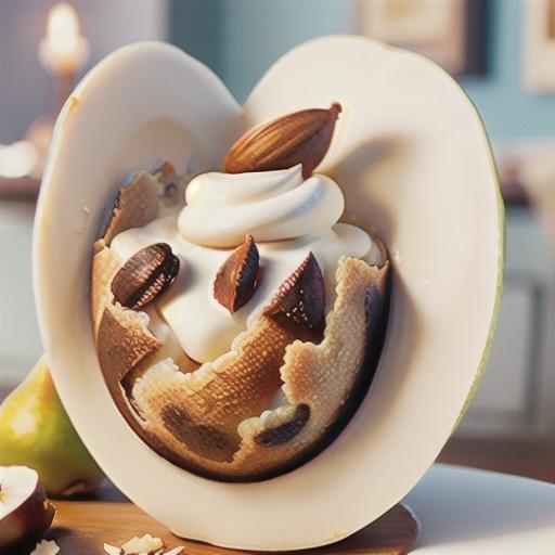 Pear and coconut crumble with double-thick cream