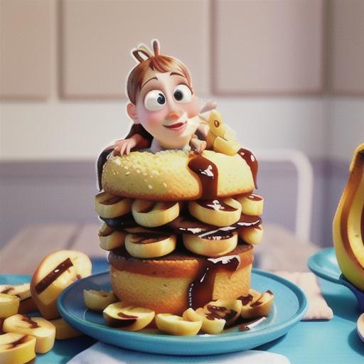 Grilled madeira cake with caramel bananas