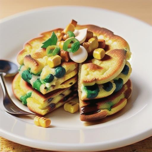 Breakfast corn cakes with maple syrup