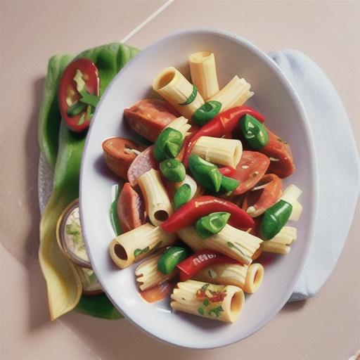 Spicy salami and chilli rigatoni