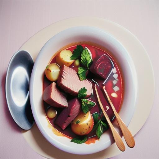 Borscht with beef fillet