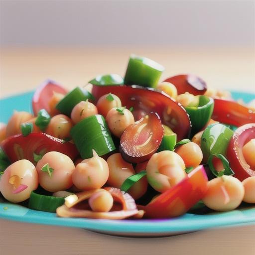 Chickpea, bacon and tomato salad