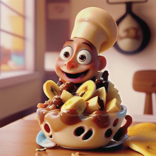 Banana splits with peanut brittle