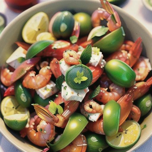 Prawn, watermelon and feta salad