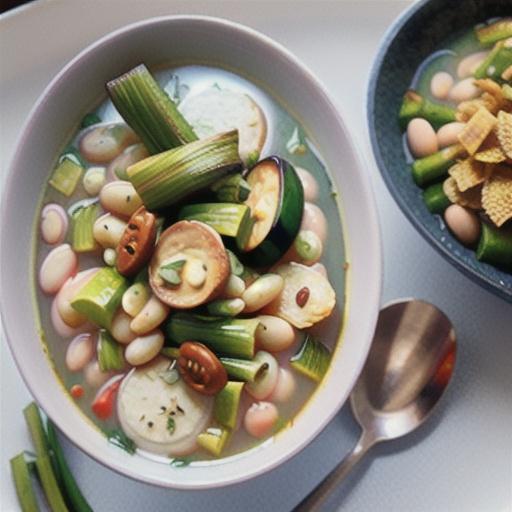 Roast leek, garlic and white bean soup