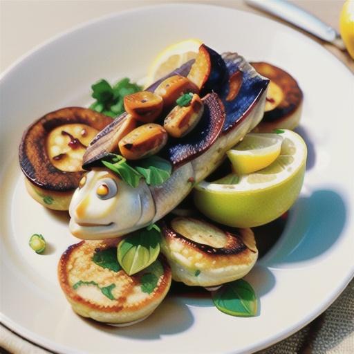 Barbecued fish with salmoriglio and potato cakes