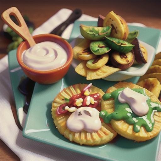 Tostones (Twice-Fried Green Plantains) with Mayo Ketchup Dipping Sauce