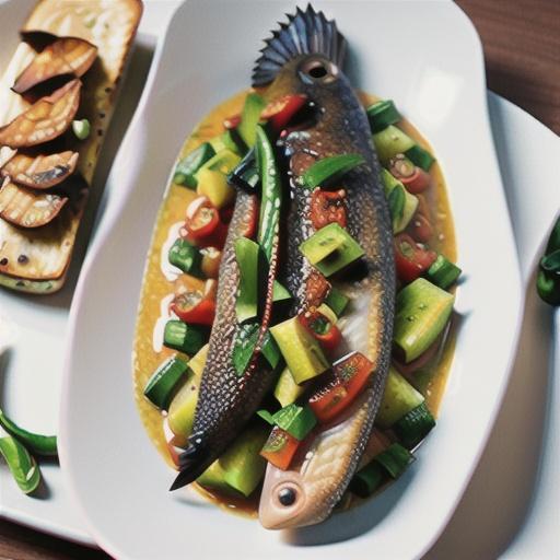 Baked barramundi with chilli and green-bean salsa