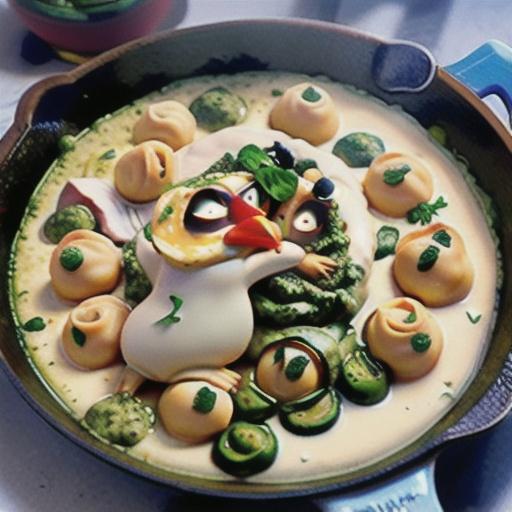 Chicken and Tortellini Pesto Skillet