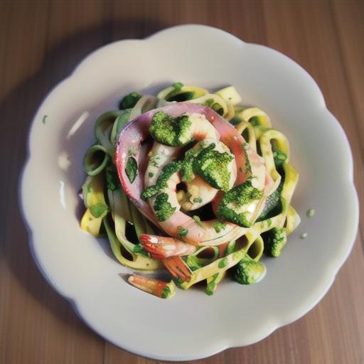 Quick Shrimp Fettuccine with Pesto Alfredo Sauce