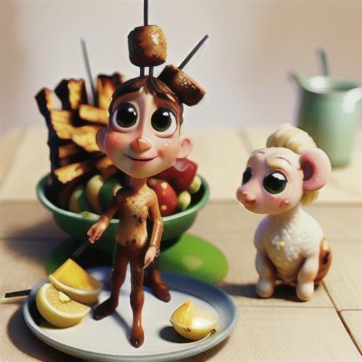 Lamb skewers with lemon and garlic