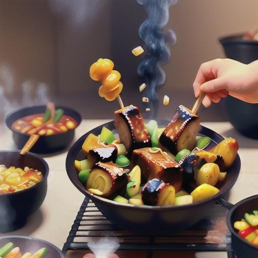 Barbecued soy-marinated pork