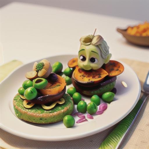 Kumara and pea rice cakes