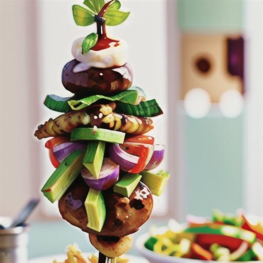 Lamb kebabs with plum sauce and coleslaw