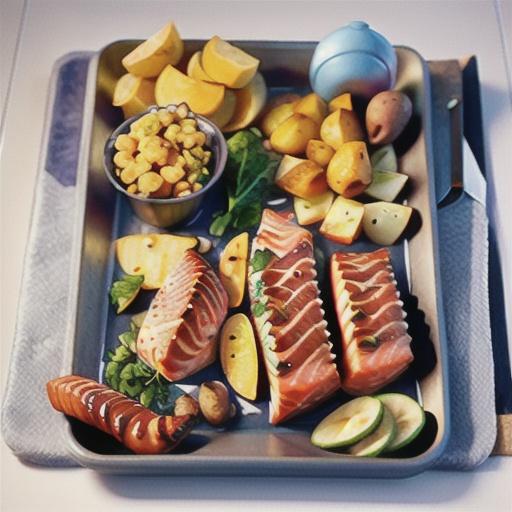 Salmon and potato tray bake