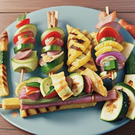 Ham and Veggie Crepe Kebabs