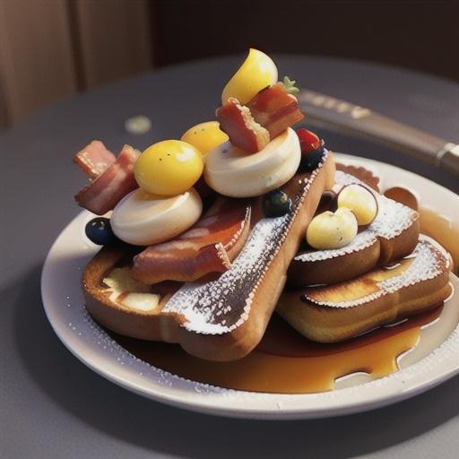 French toast with glazed bacon